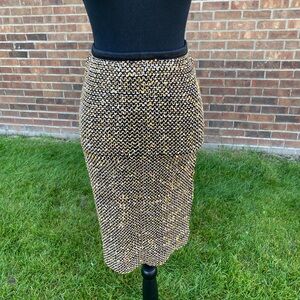 Love Culture Gold Sequined Pencil Skirt
